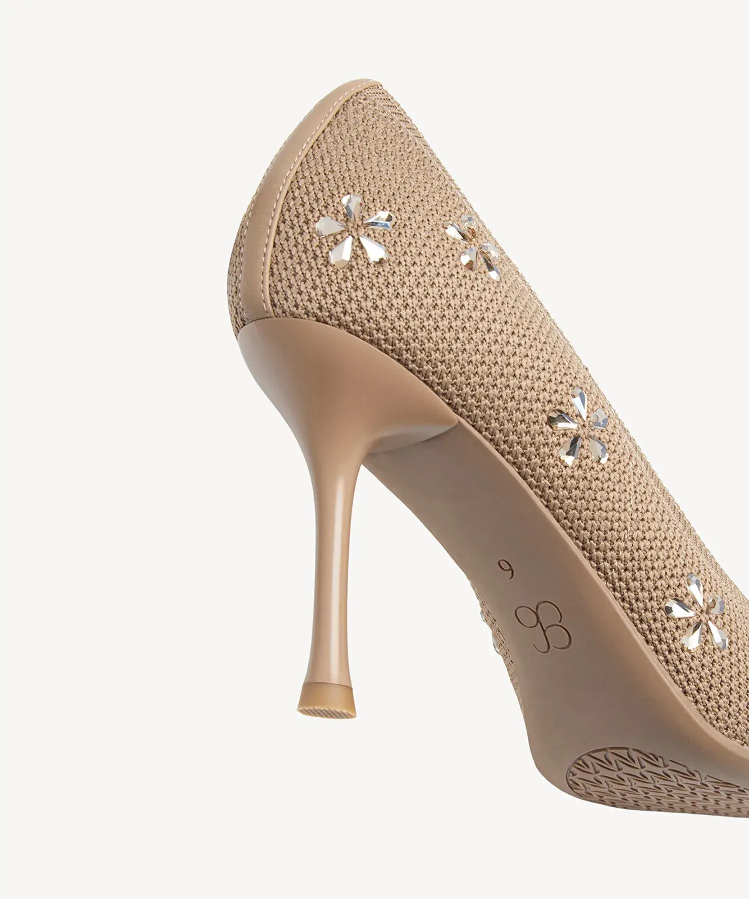 Crystal Flower Pointed Toe Heeled Pump - Image 5
