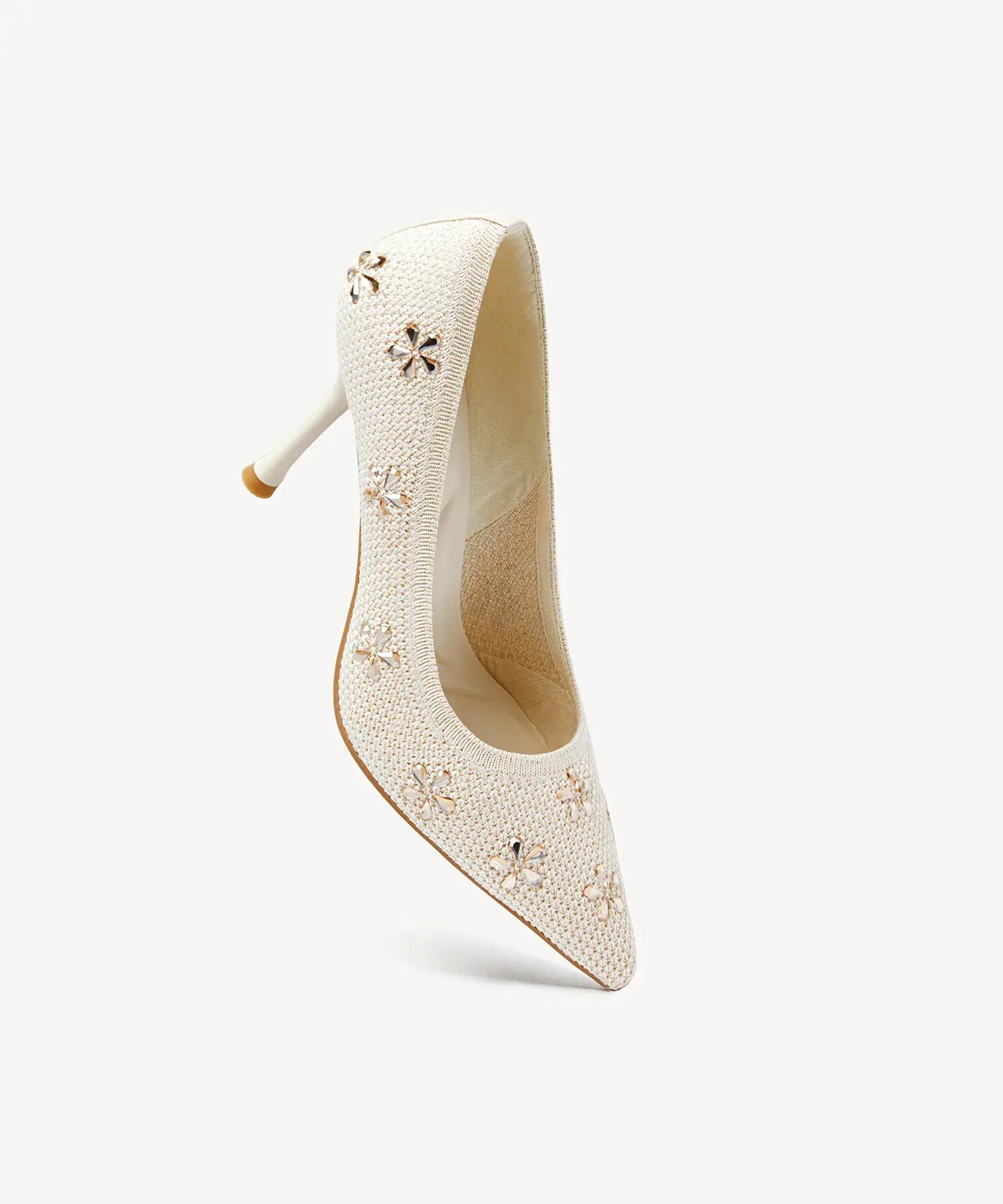 Crystal Flower Pointed Toe Heeled Pump - Image 15