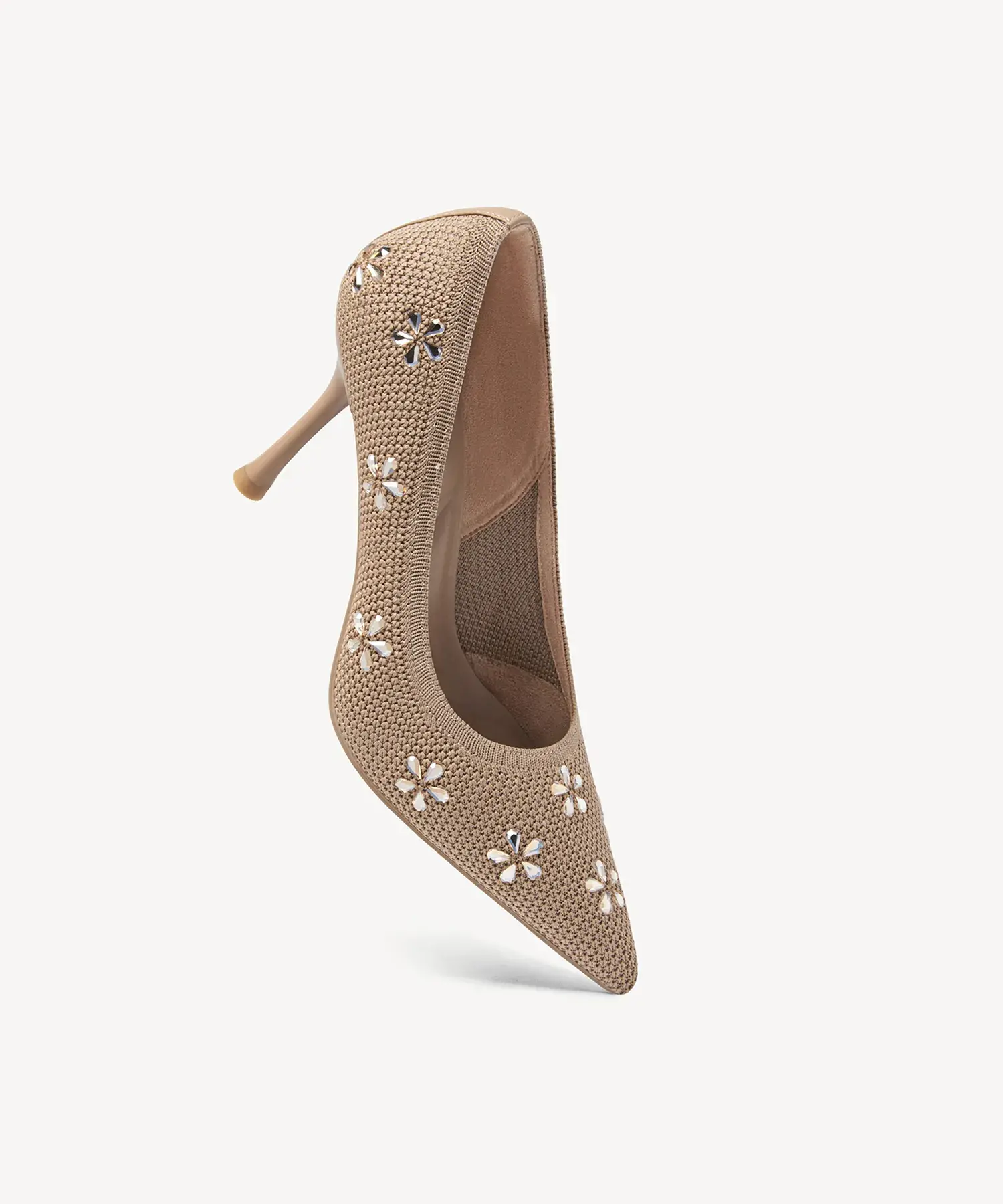 Crystal Flower Pointed Toe Heeled Pump - Image 3