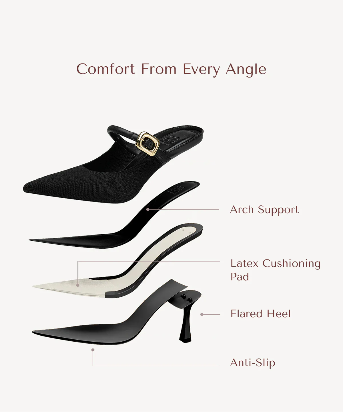 GraceLithe Pointed Toe Heeled Mule - Image 3