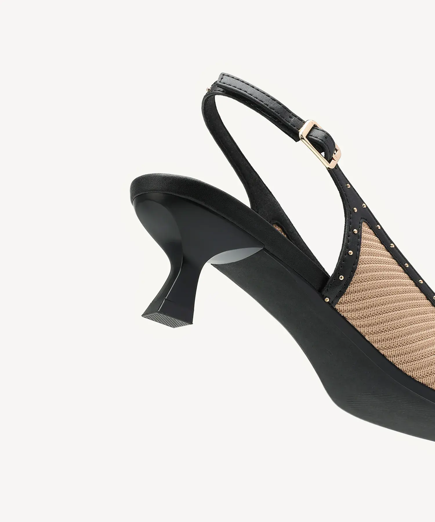 Stud-Trim Elegant Kitten Heeled Slingback - Image 5