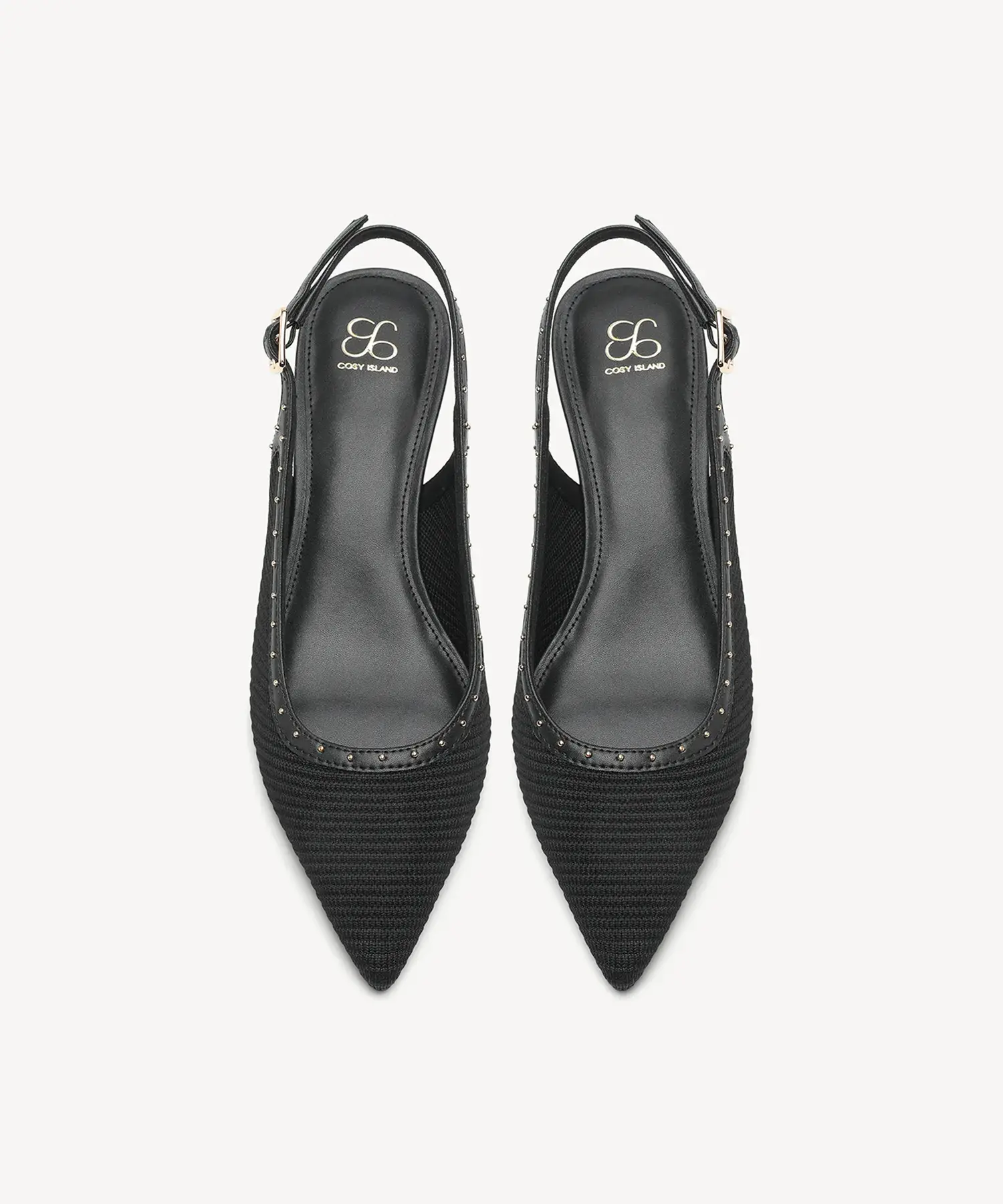 Stud-Trim Elegant Kitten Heeled Slingback - Image 8