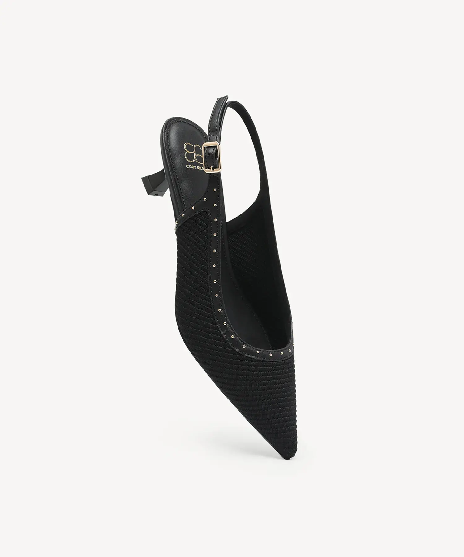 Stud-Trim Elegant Kitten Heeled Slingback - Image 9