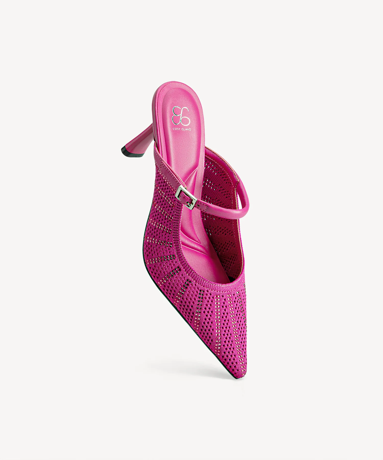 Twinkling Knit Pointed Toe Heeled Mule - Image 15